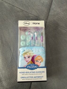 Disney Frozen Purple and Aqua Kids Earbuds with Character Pouch